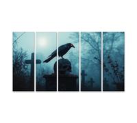 islandburner Quadro su tela Testa di corvo su un cimitero nella nebbia Immagini Poster