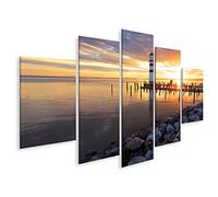 islandburner Quadro su tela Tramonto in riva al mare con faro Quadri Stampe x soggiorno
