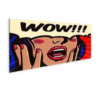 islandburner Quadro su tela Vintage Pop Art fumetto Sorpreso eccitato donna dice Wow bocca aperta Vect HROA Quadri Stampe Immagini Murale Decorazione da parete