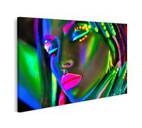 islandburner Quadro su tela viso neon con occhi chiusi e accenti di luce