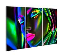 islandburner Quadro su tela viso neon con occhi chiusi e accenti di luce