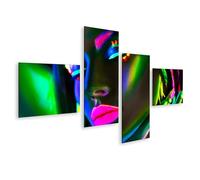 islandburner Quadro su tela viso neon con occhi chiusi e accenti di luce