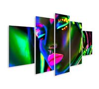 islandburner Quadro su tela viso neon con occhi chiusi e accenti di luce