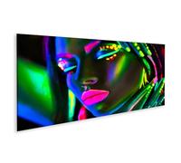 islandburner Quadro su tela viso neon con occhi chiusi e accenti di luce