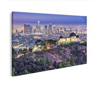 islandburner Quadro su tela, vista serale sulle luci della città con punto di riferimento in primo piano, 100 x 57 cm