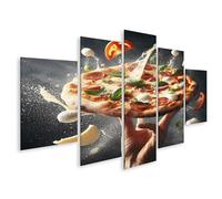 islandburner Quadro su tela Volante mozzarella bufala pizza italiana salsa di pomodoro basilico immagini murali poster