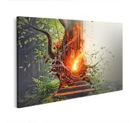 islandburner Stampa su tela con albero dei segreti luminosi nella foresta digitale della magia, 100 x 57 cm