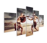 islandburner Stampa su tela con due gladiatori che combattono nel Colosseo Arena con spada e scudo, tela 170 x 80 cm, 5 pezzi