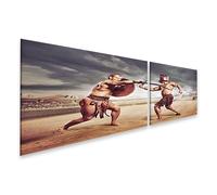 islandburner Stampa su tela con due gladiatori che combattono nel Colosseo Arena con spada e scudo, tela 160 x 40 cm, 2 pezzi