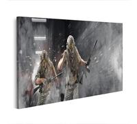 islandburner Stampa su tela con due soldati in uso con nebbia e fucili, 80 x 40 cm