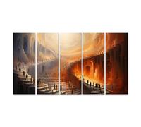 islandburner Stampa su tela con luci per scale, gioco di ombre e colori, 160 x 80 cm, 5 pezzi XXL