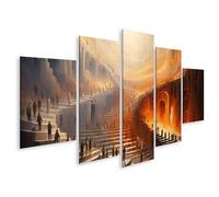islandburner Stampa su tela con luci per scale, gioco di ombre e colori, 170 x 80 cm, 5 pezzi
