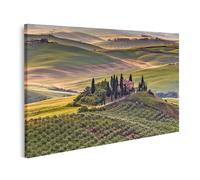 islandburner Stampa su tela con paesaggio toscano, con villa e cipressi nelle galline, 100 x 57 cm