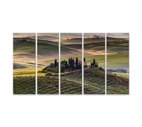 islandburner Stampa su tela con paesaggio toscano, con villa e cipressi nelle galline, 160 x 80 cm, 5 pezzi XXL