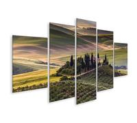 islandburner Stampa su tela con paesaggio toscano, con villa e cipressi nelle galline, 170 x 80 cm, 5 pezzi