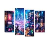 islandburner Stampa su tela Concetto Lovely Anime Cyberpunk Città Pittura Digitale Notte Generato Immagini Murali Poster