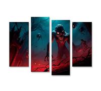 islandburner Stampa su tela Creature inquietanti nella foresta cupa di notte con occhi rossi, tela 130 x 80 cm, 4 pezzi