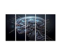 islandburner Stampa su tela per il futuro dell'età cibernetica in vista profilata, 160 x 80 cm, 5 pezzi XXL