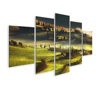 islandburner Stampa su tela toscana mattina nebbiosa terreno agricolo cipresso Italia - tela 170 x 80 cm - 5 pezzi