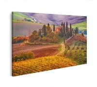 islandburner WTD - Stampa su tela con alba e vigneto Toscana dorata, 100 x 57 cm