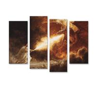 islandburner WTD - Stampa su tela con angeli contro draghi in battaglia delle fiamme, 130 x 80 cm, 4 pezzi