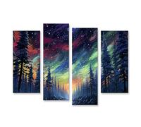 islandburner WTD - Stampa su tela con balestra di pino, cielo stellato, luce nordica, 130 x 80 cm, 4 pezzi
