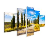 islandburner WTD - Stampa su tela con cipressi della Toscana, strada bianca, paesaggio rurale Italia, Europa Ita, 170 x 80 cm, 5 pezzi