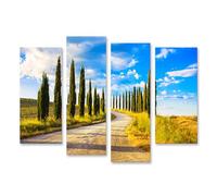 islandburner WTD - Stampa su tela con cipressi Toscana, strada bianca, paesaggio rurale Italia, Europa Ita, 130 x 80 cm, 4 pezzi