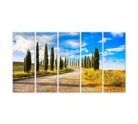 islandburner WTD - Stampa su tela con cipressi toscana, strada bianca, paesaggio rurale, Italia, Europa Ita, 160 x 80 cm, 5 pezzi, XXL