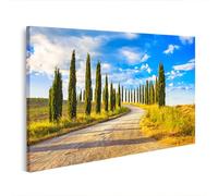 islandburner WTD - Stampa su tela con cipressi Toscana, strada bianca, paesaggio rurale Italia, Europa Ita, 80 x 40 cm