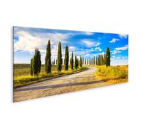 islandburner WTD - Stampa su tela con cipressi Toscana, strada bianca, paesaggio rurale, Italia Europa, Ita, 120 x 40 cm, panorama