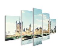 islandburner WTD - Stampa su tela con immagine sulla riva di Westminster Bruecke e grande torre di Londra, 170 x 80 cm, 5 pezzi