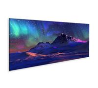 islandburner WTD - Stampa su tela con luci nordiche sulle montagne innevate, 120 x 40 cm, panorama