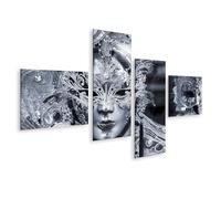 islandburner WTD - Stampa su tela con maschera veneziana al chiaro di luna decorata elegante, tela 150 x 80 cm, 4 pezzi