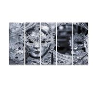 islandburner WTD - Stampa su tela con maschera veneziana al chiaro di luna decorata elegante, tela 160 x 80 cm, 5 pezzi XXL