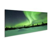 islandburner WTD - Stampa su tela con motivo "Aurora Borealis", paesaggio invernale non nevoso, 120 x 40 cm, panorama