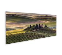 islandburner WTD - Stampa su tela con paesaggio toscano, con villa e cipressi nelle galline, 120 x 40 cm, panorama
