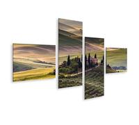 islandburner WTD - Stampa su tela con paesaggio toscano, con villa e cipressi nelle galline, 150 x 80 cm, 4 pezzi