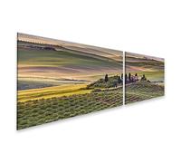 islandburner WTD - Stampa su tela con paesaggio toscano, con villa e cipressi nelle galline, 160 x 40 cm, 2 pezzi
