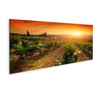 islandburner WTD - Stampa su tela con uva matura Toscana Italia, cantina e tramonto caldo, 120 x 40 cm, panorama