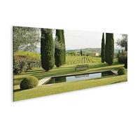 islandburner WTD - Stampa su tela idilliaca Toscana paesaggio con casa e laghetto, 120 x 40 cm, panorama