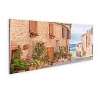 islandburner WTD - Stampa su tela "Il centro storico medievale in Toscana Italia", 120 x 40 cm, panorama