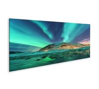islandburner WTD - Stampa su tela, motivo: Aurora sul Lofoten Norvegia, cielo stellato con polarlic, 120 x 40 cm, panorama