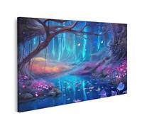 islandburner WTD - Stampa su tela, motivo: foresta incantata di colori vivaci e meraviglie di fiori, 80 x 40 cm