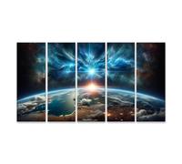 islandburner WTD - Stampa su tela, motivo: meraviglia dell'universo sopra la terra all'alba, 160 x 80 cm, 5 pezzi, XXL