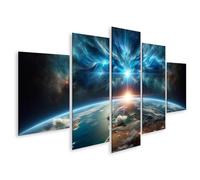 islandburner WTD - Stampa su tela, motivo: meraviglie dell'universo sopra la terra all'alba, 170 x 80 cm, 5 pezzi
