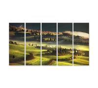 islandburner WTD - Stampa su tela toscana con mattina nebbiosa e cipressi italiani, 160 x 80 cm, 5 pezzi XXL