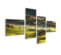 islandburner WTD - Stampa su tela toscana, mattina nebbiosa, terreni agricoli, cipressi italiani, 150 x 80 cm, 4 pezzi