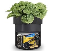 ISLANDSAFE Diversion Safe, Cassetta di sicurezza segreta con chiave nascosta, per esterni, giardino, casa, ufficio, cortile, cassaforte, piante non incluse (nero opaco)