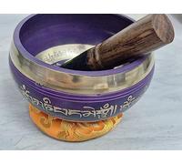 ISMA HANDMADE - Set di campane tibetane con mantra tibetano, facile da suonare, autentica fatta a mano, per meditazione, terapia del suono, consapevolezza, guarigione (viola)